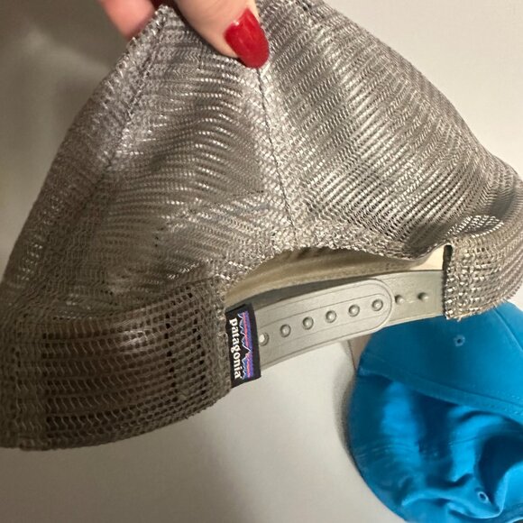 Patagonia hat cap lot of 2 Box Logo Ridge Gray & Blue Snapback Outdoors Nature - Picture 4 of 9